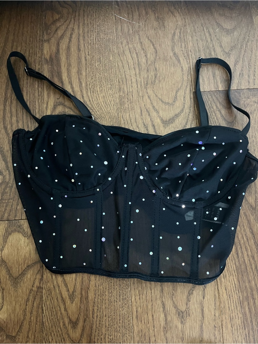 SHEIN Black Rhinestone Bustier Top NEVER WORN
